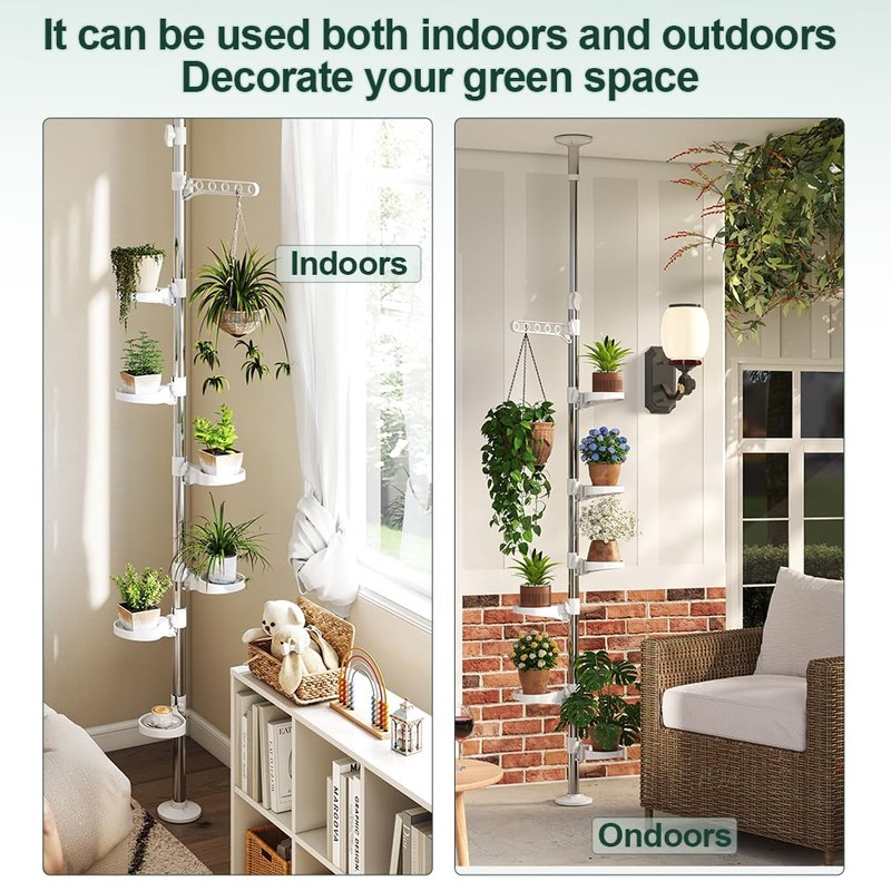Hershii 7-Layer Tension Pole Plant Stand Indoor Decorative Display Rack
