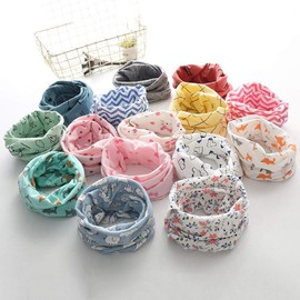 Boomly Baby Loop Scarf Collar Autumn Warm Neckerchief Cotton Scarf O-Ring Neck Warmer Bandana Round Scarf Children's Scarf -