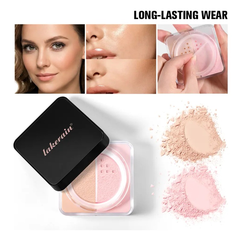 Polvo Suelto Dúo Iluminador Y Corrector, Fijador De Maquilla