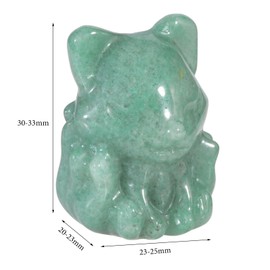 mookaitedecor Green Aventurine Mini Good Luck Pocket Crystal Fox Figurine Statue, Hand Carved Semi Precious Gemstone Animal Micro Landscape Decoration Healing Crystal Fox Ornament Gift for Women