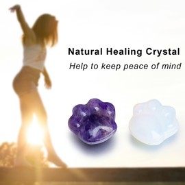 Cat Amethyst Crystals and Healing Stones, Natural Gemstone for Anxiety Relief, Emotional Balance & Positive Energy, Worry Stones for Stress Relief, Unique Gift for Crystal Cat Lovers (Amethyst)