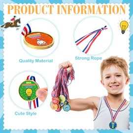 Loetere 60 Pcs Plastic Award Medals Gold Award Medals Assortment for Awards Kids Winners Sports Reward Motivational with Neck Ribbon for Sports Talent Show Classroom Reward Meeting Party Gift
