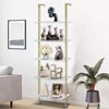 aboxoo Ladder Shelf White Marble Bookshelf 5-Tier Wall-Mounted Wood Rack