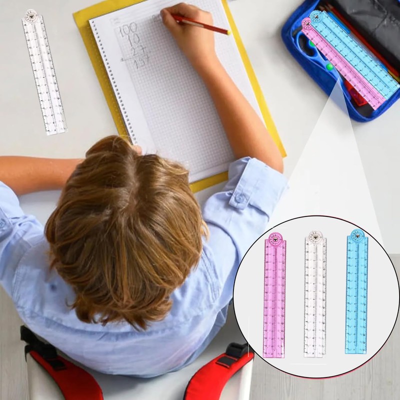 3 Pcs Foldable Ruler, Ruler 30cm Folding, Color Ruler 30cm,