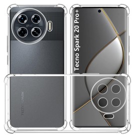 USTIYA Funda para Tecno Spark 20 Pro+ Pro Plus Case Uso Rudo Bumper Shock-Absorción TPU Transparente Protector Cámara Carcasa con Cuatro Esquinas Espesamiento