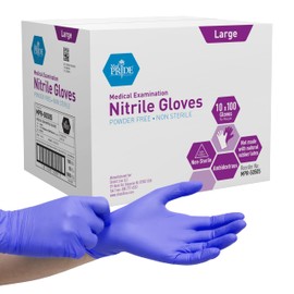 MedPride Powder-Free Nitrile Exam Gloves, Large, 100 Count, Pack of 10
