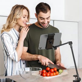 Syehsyeh Phone Stand for Desk Flexible Arm Clamp Clip Phone Mount Bed Phone Holder Laying Down for Filming Compatible with15 Pro 14 Max/Plus or Other 4"-7" Devices V05