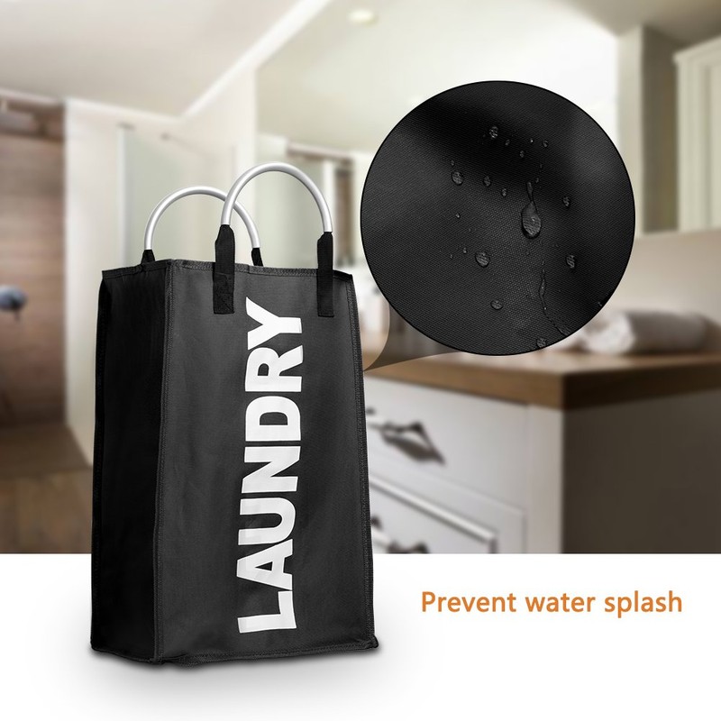 IHOMAGIC Portable Polyester Laundry Bag, Foldable Laundry Hamper with Aluminum