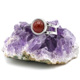 Miracles Minéraux Stainless Steel and Natural Stone Adjustable Ring, Natural stone, natural stone