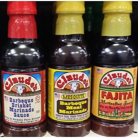 Claude's Marinade Variety Pack of 3 Flavors. Barbeque Brisket, Mesquite & Fajita Marinade. 16 Oz