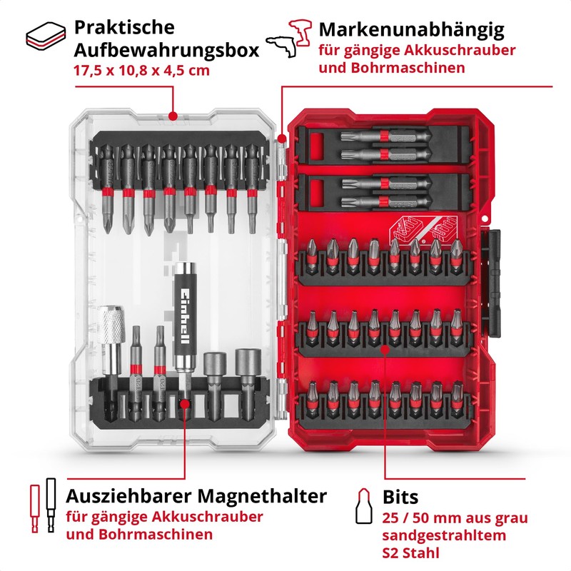 Original Einhell M-CASE 42-Piece Bit Set (25 mm Bits, 50