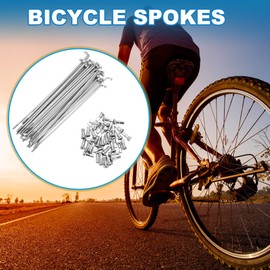 A ABSOPRO Bicycle Spoke 14G 145MM Mountain Bike Spoke Carbon Steel Silver Tone 36 Pcs