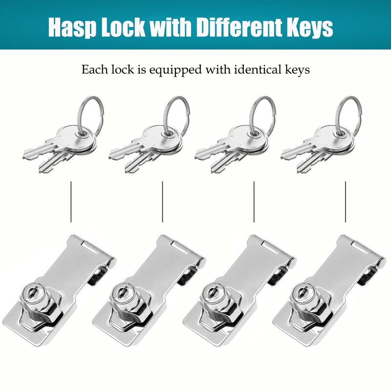 Litensh Hasp Lock Padlock Gate Latch Door Bolt Lock with