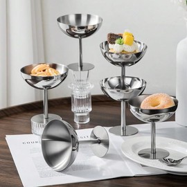 Choxila Ice Cream Bowls 4pcs – Elegant Stainless Steel Dessert Cups, Footed Bowl for Ice Cream, Trifle, and More – Perfect for Parties, Weddings, and Home Use