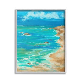 Stupell Industries Vivid Rocky Beach Cove Framed Giclee Art by Liz Jardine