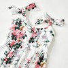 PopReal Mommy and Me Floral Printed Dresses Shoulder Straps Bowknot