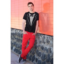 P&B Tuxedo White Funny Men's T-Shirt, XL, Black