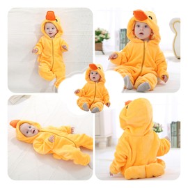 HAHASHOW Baby Winter Snowsuit Toddler Romper Baby Flannel Animal Jumpsuit, Overalls Onesies for Boys and Girls, 3-36 Months, duck