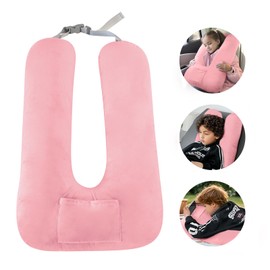 Cococu Travel Pillow Car Neck Pillow for Kids for Kids and Adults,Removable and Washable Car Headrest Pillow,Road Trip Essentials,Pink