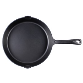 Lehman's Cast Iron Skillet - Nitrogen Hardened Cookware, Tough but Lightweight, No Need to Season, Silicone Safety Handle Included - 10 inch