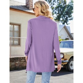 Uvog Womens Cardigans Dressy Casual Plus Size Long Sleeve Draped Cardigan Sweater Lightweight 3X Lilac