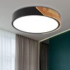 LED Ceiling Light Fixture, Modern 12" Minimalist Round Wood Flush