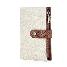 GOIACII Women's Leather Purse Medium Vintage Purse with RFID Protection Wallet for Women, beige