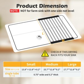 15.7"*12.8" Foldable Dish Drying Rack Thickened & Widened Over Sink Dish Drying Rack High-Temperature Resistant Removable Sink Storage Rack 304 Stainless Steel Drainer for Kitchen and Rv sink