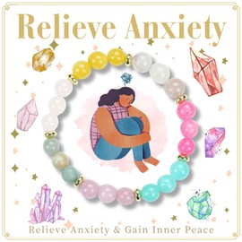 SuKla_ZhouWong Get Well Soon Gifts,8mm Natural Healing Crystal Bracelet for Women and Man,7 Chakra Bracelet,Good Luck Jewelry Gift,Inspirational Gifts for Women Teen Girls, One Size, Beaded, no