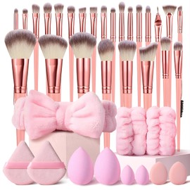 HGHDBT 36Pcs Pink Makeup Brushes Set Professional Makeup Kit Multi-functional Makeup Tool Set with Facial Makeup Accessories, Foundation Makeup Brush Kit Eye and Face Make up Brushes & Tools