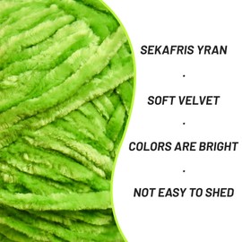 Fuzzy Chenille Yarn for Crocheting,Velvet Baby Blanket Yarn for Crocheting,Soft Plush Yarn for Hand Knitting,(100 g/131yds) Fluffy Amigurumi Crochet Yarn (Lime Green)