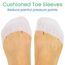 ViveSole Toe Protectors for Women & Men (4 Pcs) - Silicone Sleeve Covers for Feet - Foot Gel Caps for Pain Relief, Pressure Sores for Shoes, Work Boots - Blister Protection, Breathable Cushion Guards