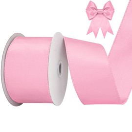 BVIEAKD Pink Double Face Wired Satin Ribbon 2.5 Inch x 10 Yards for Gift Wrapping Crafts Home Decor Wreaths Bows Making