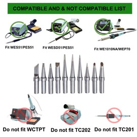 ShineNow Soldeirng Tips Replacement for Weller WES51 WESD51 WE1010NA WCC100 PES51 ET Tip Set 10pcs Pack