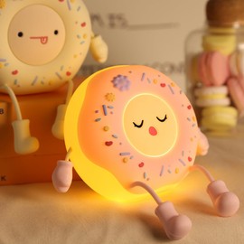 ipalmay Doughnut Night Light - Cute Donut Night Lamp USB Rechargeable, Auto-Off Bedside Sleep Lamp, Office Study Room Home Desk Ornament, Birthday Gifts for Girls, Boys, Teens, Friends