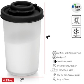 SIGNORAWARE Salt and Pepper Shakers Moisture Proof Set of 2 Large Salt Shaker to go Camping Picnic Outdoors Kitchen Lunch Boxes Travel Spice Set Clear with Black Lids Plastic Airtight Dispenser