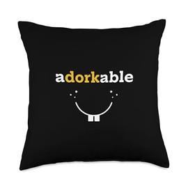 Nerdy Humor Shirt - Adorkable Adorable Dork Smiling Face Throw Pillow