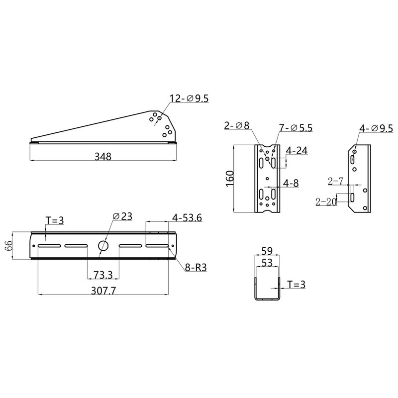 Lowenergie Solar PV Panel Pole mounting Adjustable Size lamp Post