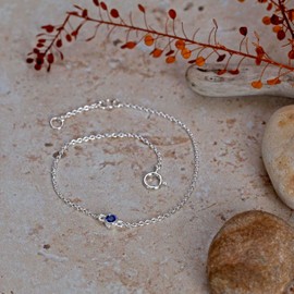 Tuscany Silver Women's Sterling Silver Adjustable Bracelet – Blue CZ September Birthstone – 16 cm – 18 cm, Silver, Sapphire Cubic Zirconia