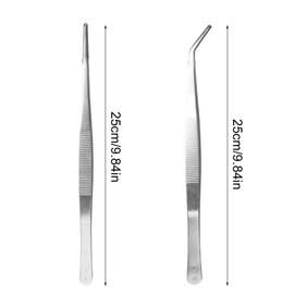 25 cm Curved Tweezers Blunt - Stainless Steel Professional Non-Slip Long Straight Pack of 2 Angled for Water Pets Coral Crafts Plant Shoots Repair