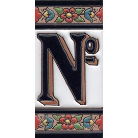 House Numbers Ceramic Tile Numbers and Letters Red Blue Green Floral Tile Size 11x5.5cm 2 to 7 Tile Frames (No Sign)