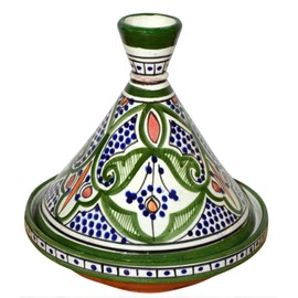 Moroccan Handmade Serving Tagine Exquisite Ceramic With Vivid colors Original 8 inches Across