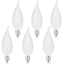 BUBYVV Frosted Flame Tip Chandelier Light Bulb，60W E12 Candelabra Base,Candle Light Bulbs for Chandeliers, Ceiling Fan Lights (6pack)