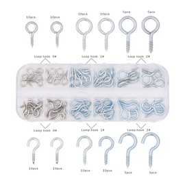 Mixed Size Metal Eye Screws Hooks Nickel Plated Cup Hooks DIY Craft Projects Hanging Ornament Items Silver Blue Zinc Threaded Eye Pins