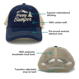 Happy Camper Hat, Camping Hat, Camping Trucker Hat, Camper Gifts, Baseball Hat Navy