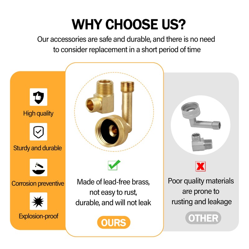 Brass Dishwasher Swivel Elbow 3/4 to 3/8 hose adapter with