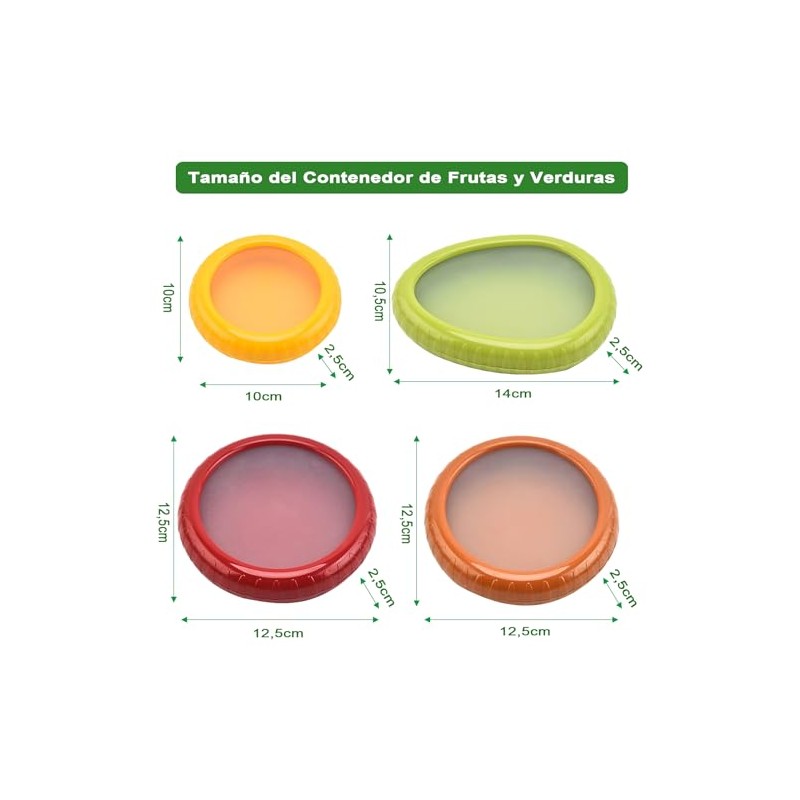 Juego de 4 Recipientes de Silicona para Almacenamiento de Aguacate