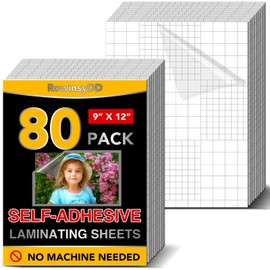 80 PCS Self-Adhesive Laminating Sheets, 9 x 12 Inches Clear Laminating Sheets No Machine Needed Self Sealing Laminate Sheets