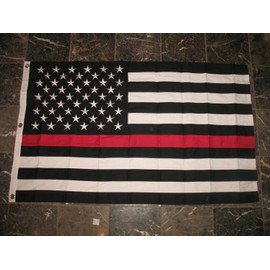 3x5 US USA Fire Department Fire Fighter Black & White w/ Red Line 100% Cotton Flag 3'x5' Banner