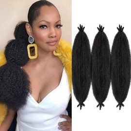 3 packs Springy Afro Twist Hair 16 inch Pre-Separated Kinky Marley Twist Braiding Hair Soft Pre-fluffed Synthetic Crochet Wrapping Hair for Distressed Faux Locs Spring Twist Passion Twist for Mothers Day Gifts
